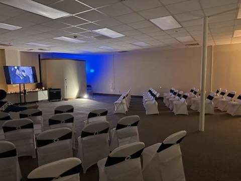 Trinity Meeting and Conference Center banquet hall set for an event